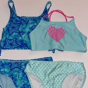 SWIMSUIT PACK, girls XL, two pieces and long sleeve cover up, perfect condition